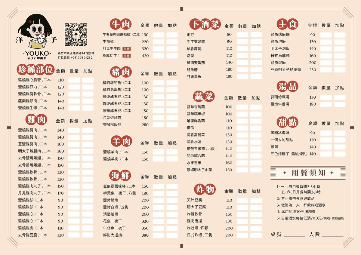 [新竹] YOUKO 洋子串燒き，埔頂路上可愛美味日式串燒店