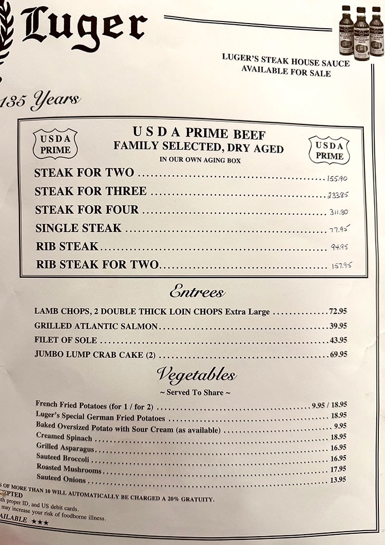 [紐約] Peter Luger Steak House Brooklyn，超過百年經典牛排館，乾式熟成太太太好吃啦！ 菜單 價位 怎麼去